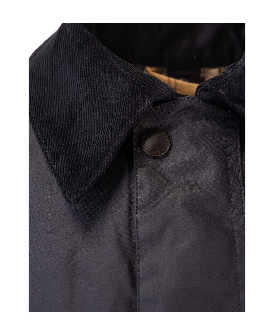 Barbour Collared Wax Jacket In Black
