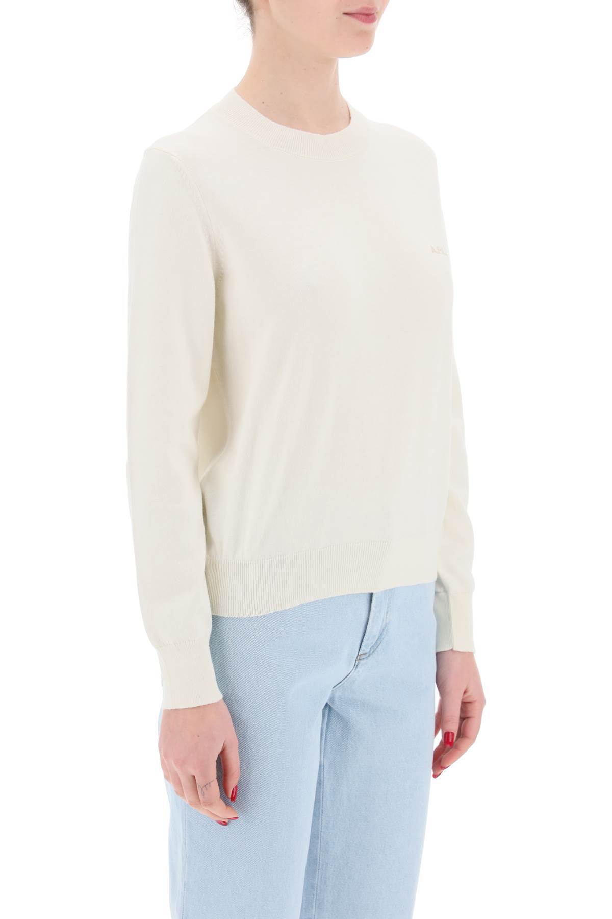 Apc Logo-embroidered Cotton Jumper In White