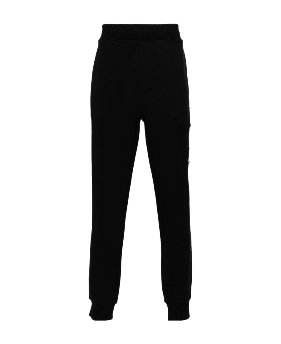 C.p. Company Diagonal Raised Fleece Lens Sweatpants In Black