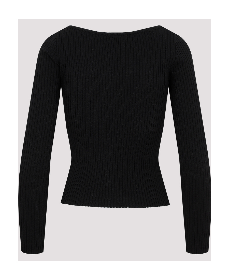 Courrèges Logo-appliqué V-neck Top In Black