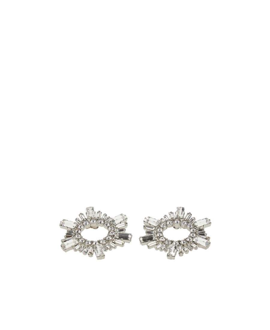 Amina Muaddi Logo Earrings In Gray