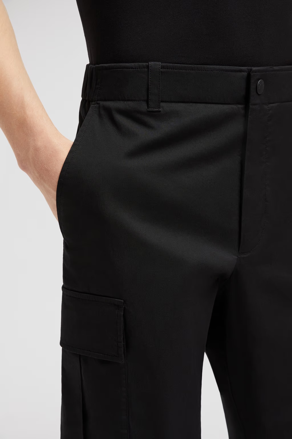 Shop Moncler Cotton Gabardine Cargo Trousers In Black