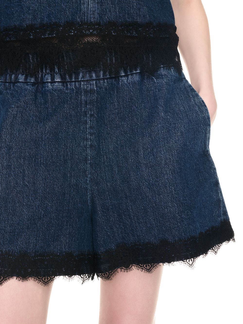 Off-white Lace-detailing Shorts In Blue