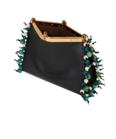 Etro Small Shoulder Bag In Smooth Black Leather In Black