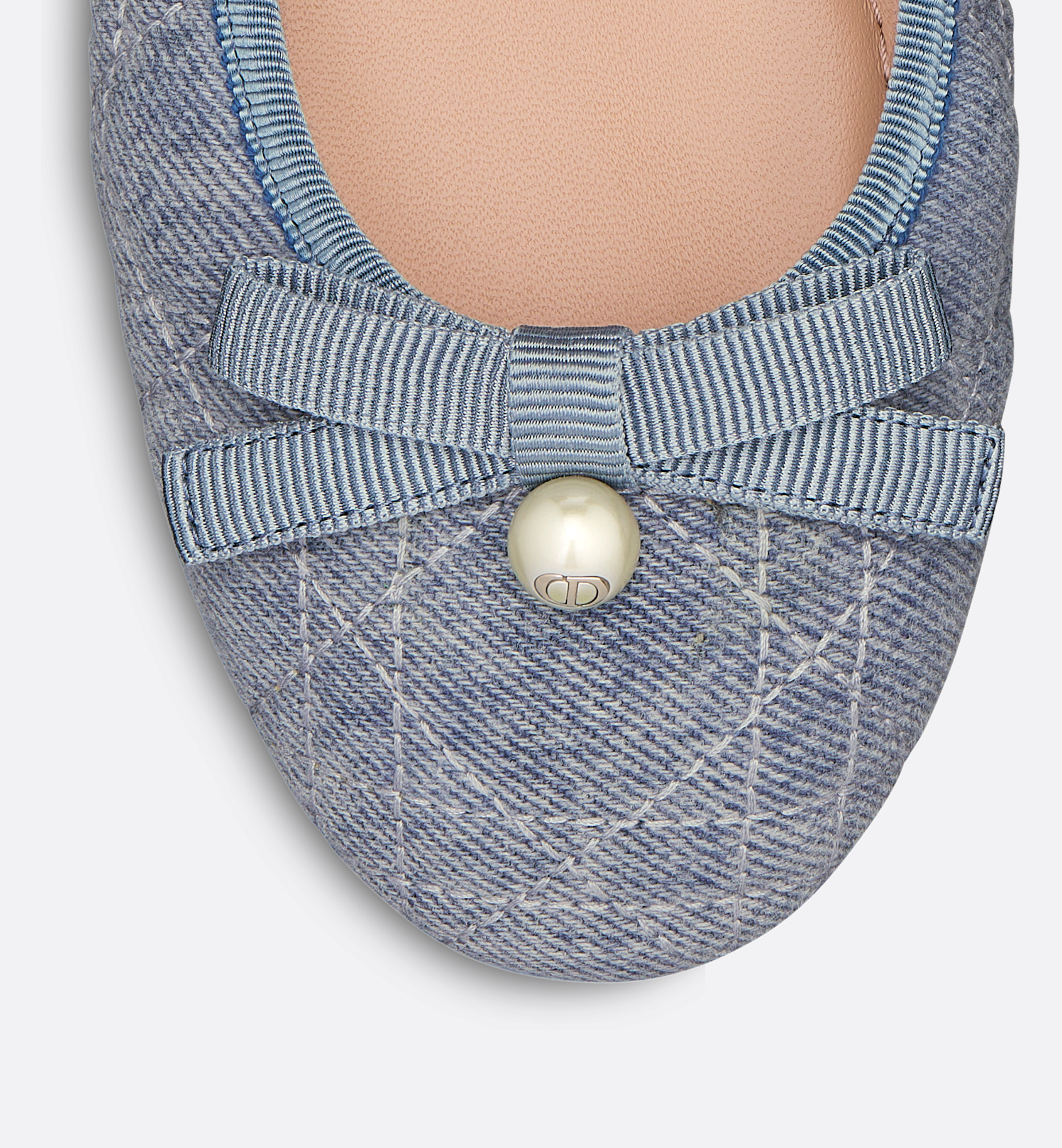 Dior Rattan Check Ballet Shoes In Gray
