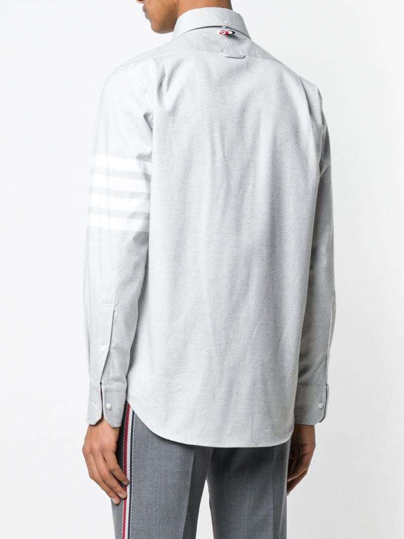 Thom Browne Classic Button-down Long-sleeve Shirt With Three-stripe Detail In Gray