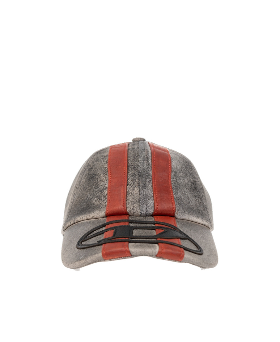 Diesel Capello Da Baseball C-olav In Pelle Stampata Uomo In Gray