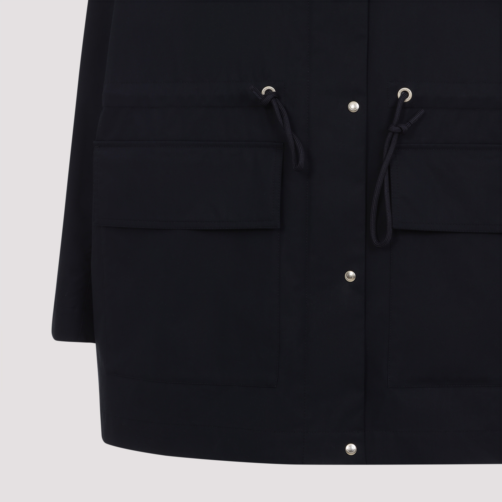 Moncler Relaxed Fit Hooded Jacket With Adjustable Drawstrings In Blue