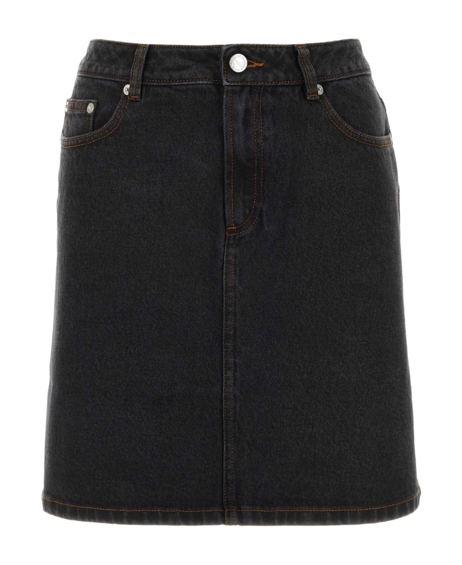 Apc Standard A-line Denim Miniskirt In Black