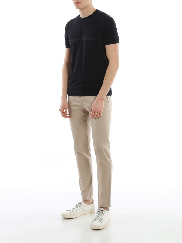 Shop Giorgio Armani Logo-print T-shirt In Black