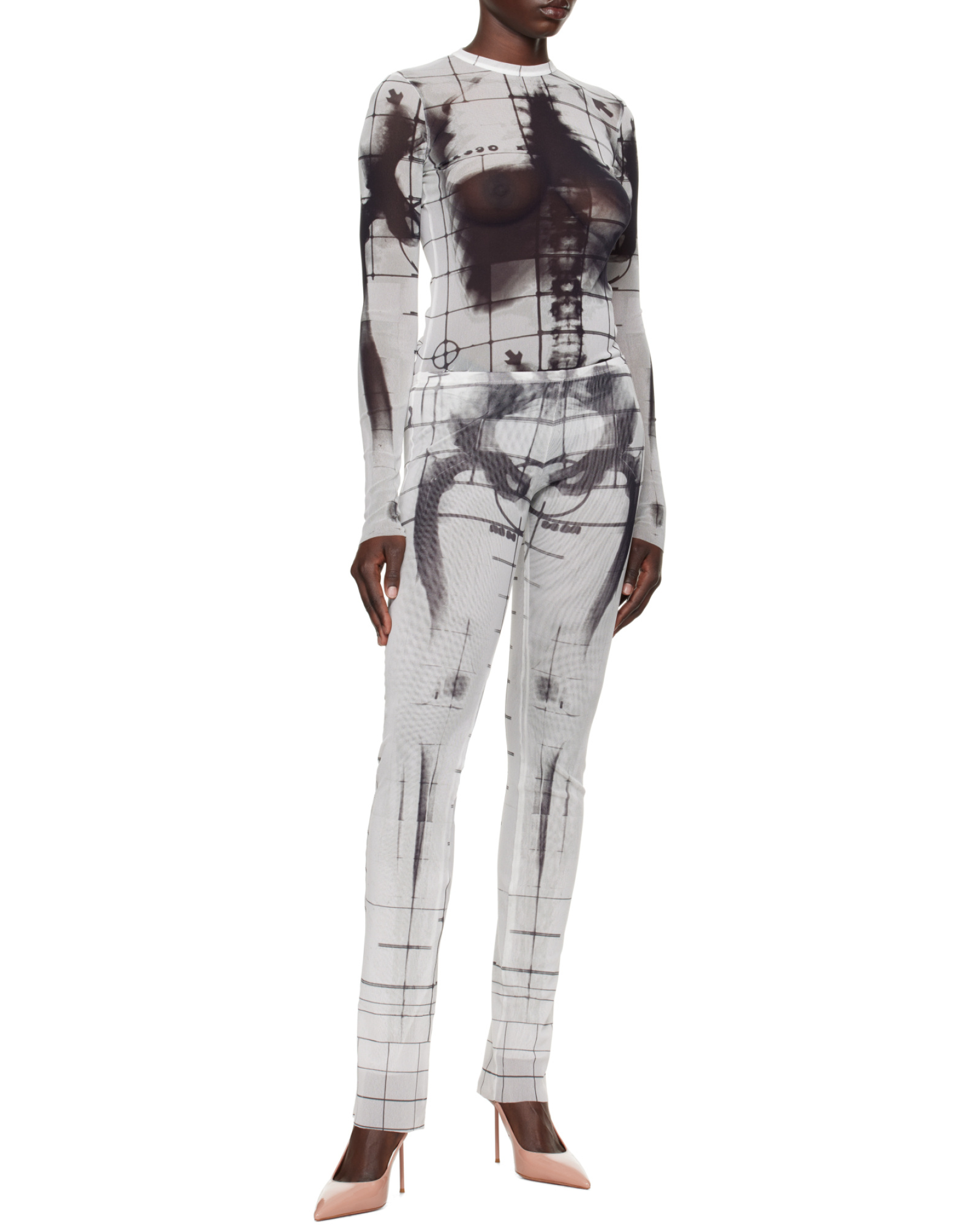 Jean Paul Gaultier Squeletor-print Trousers In White