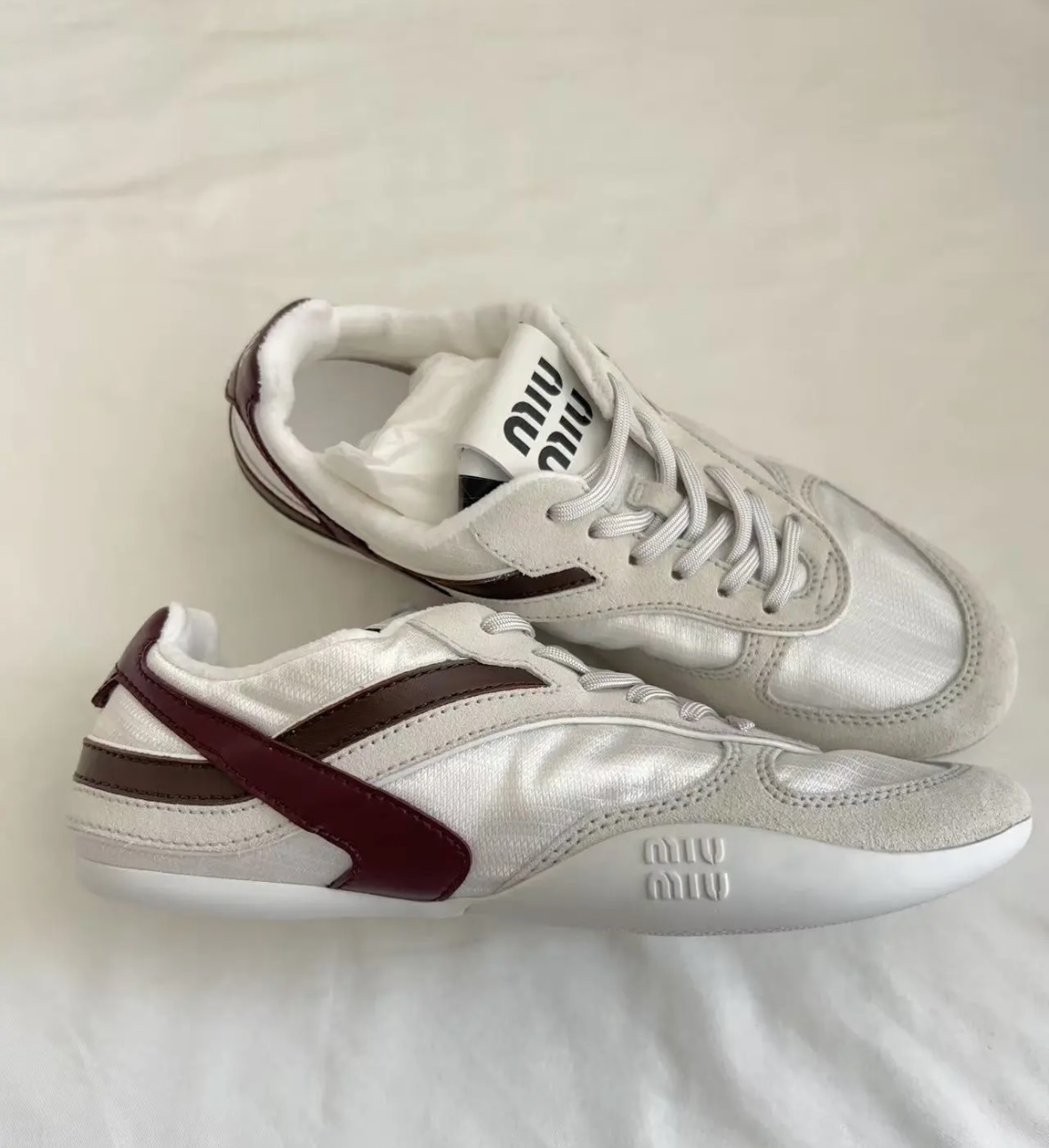 Miu Miu Round Toe Sneakers In Gray