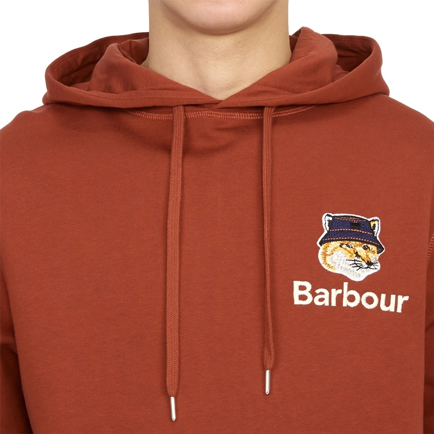 Shop Barbour Logo Cotton Hooded Sweater In Red