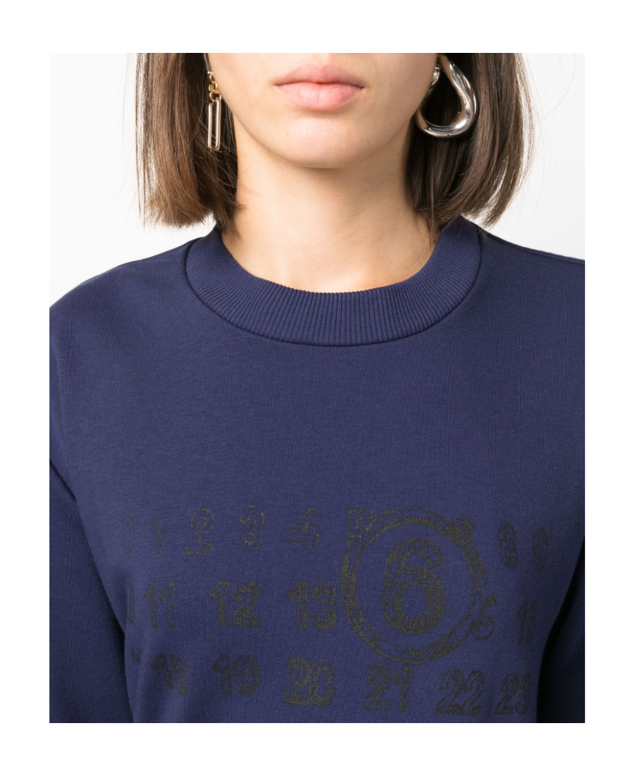 Shop Mm6 Maison Margiela Numbers-motif Jersey Sweatshirt In Blue