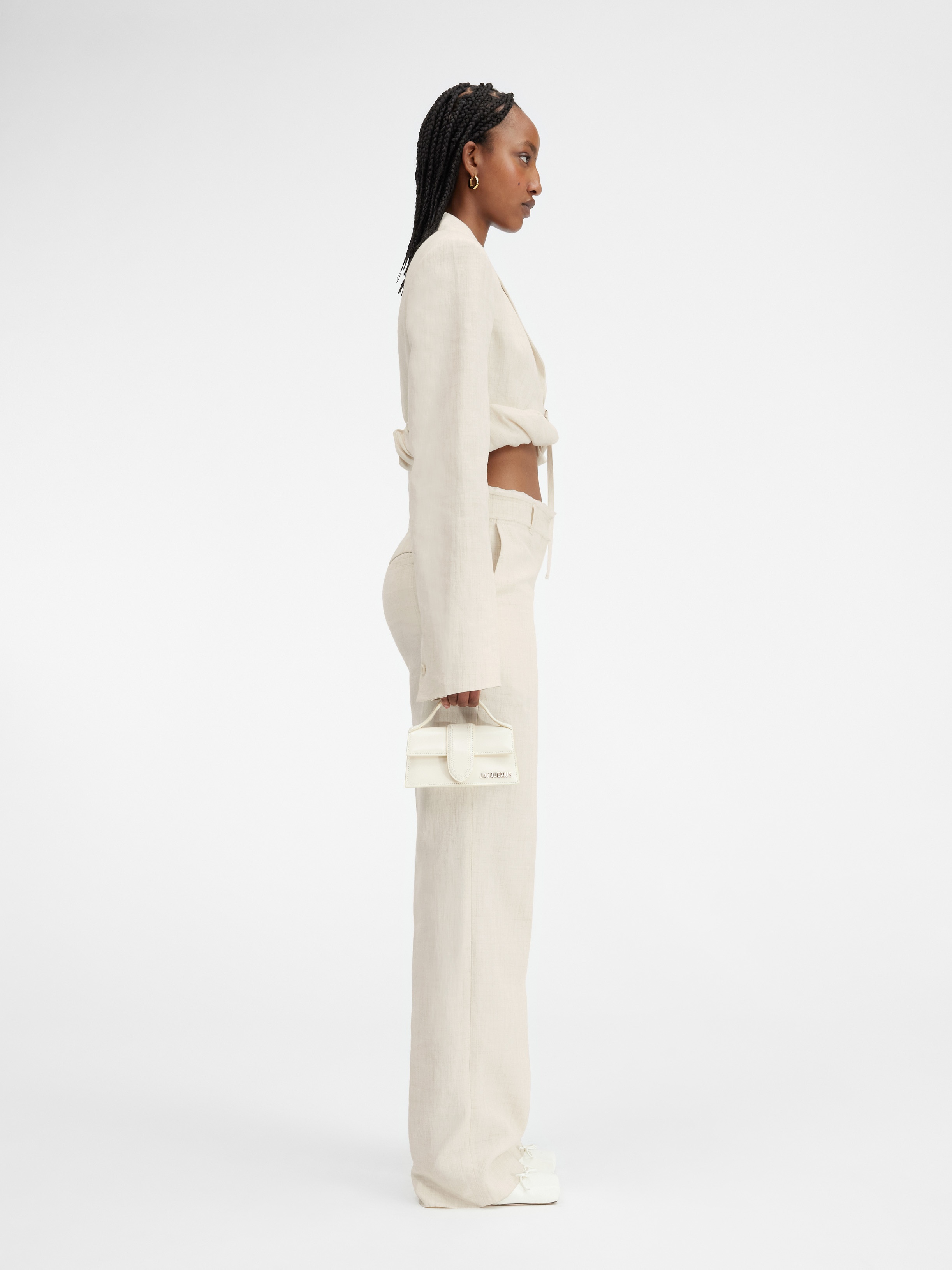 Jacquemus Short Suit Jacket With Crimped Edge In White
