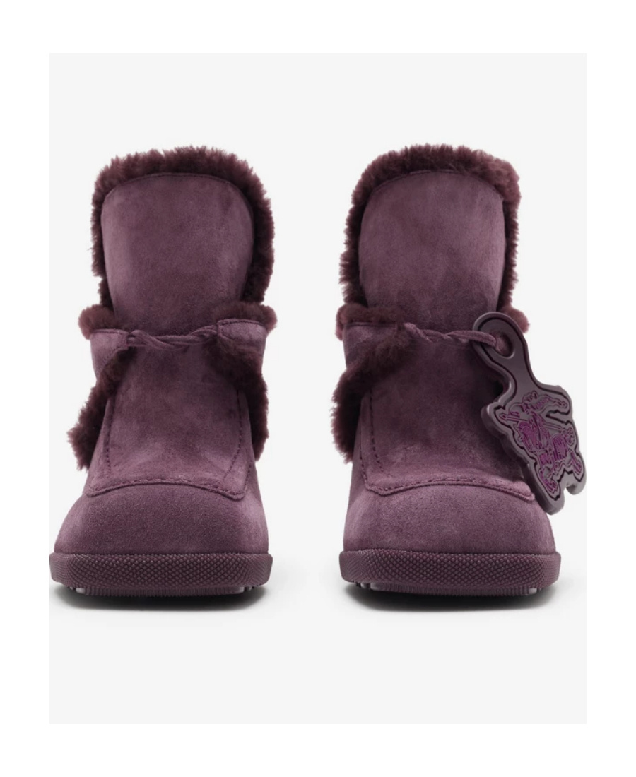 Burberry Shearling-lined Suede Mules In Black
