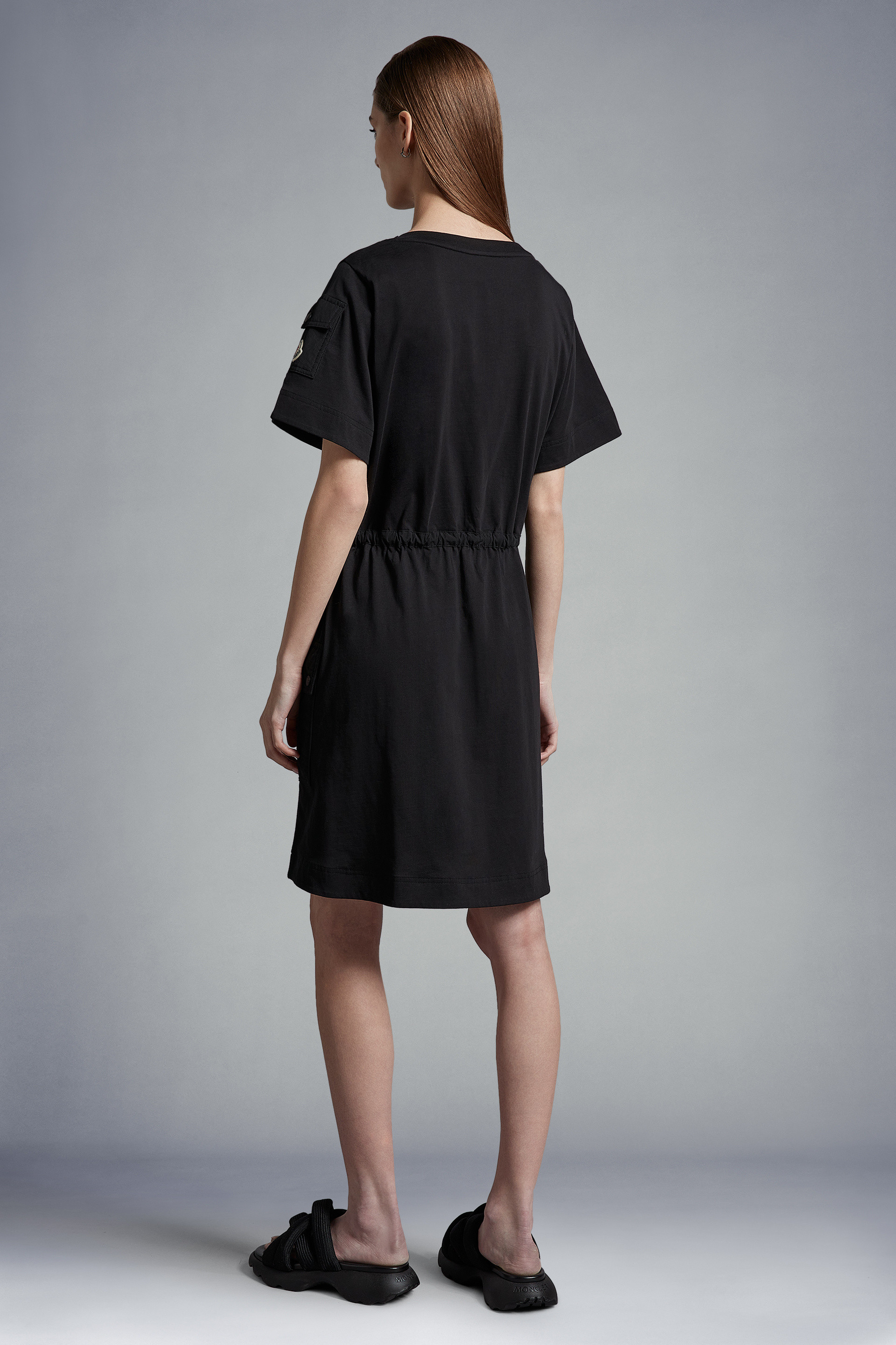 Moncler Drawstring-waist T-shirt Dress In Black