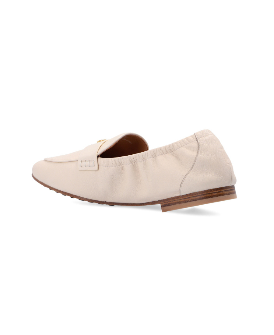 Shop Tory Burch Logo-plaque Loafers In Nude