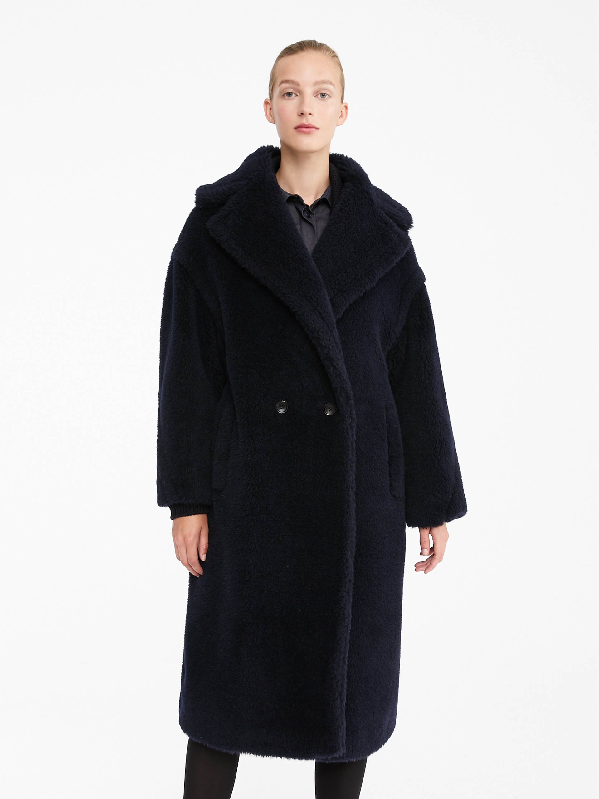 Max Mara Hooded Coat With Belt In Black Wool In Black