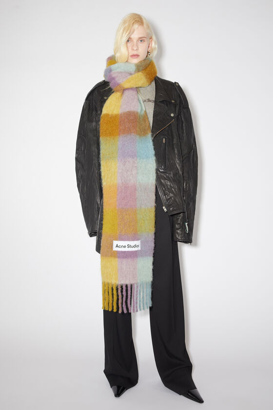 Acne Studios Check-pattern Knitted Scarf In Multicolor