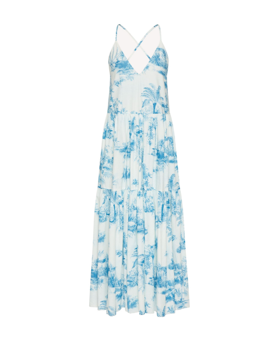 Red Valentino Redvalentino Floral Printed Sleeveless Dress In Blue