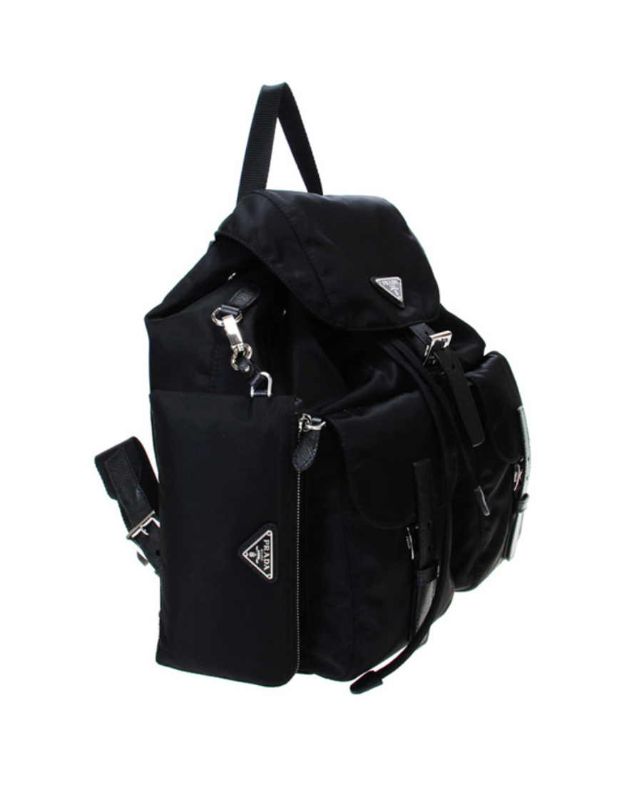 Prada Medium Re-nylon Backpack In Black