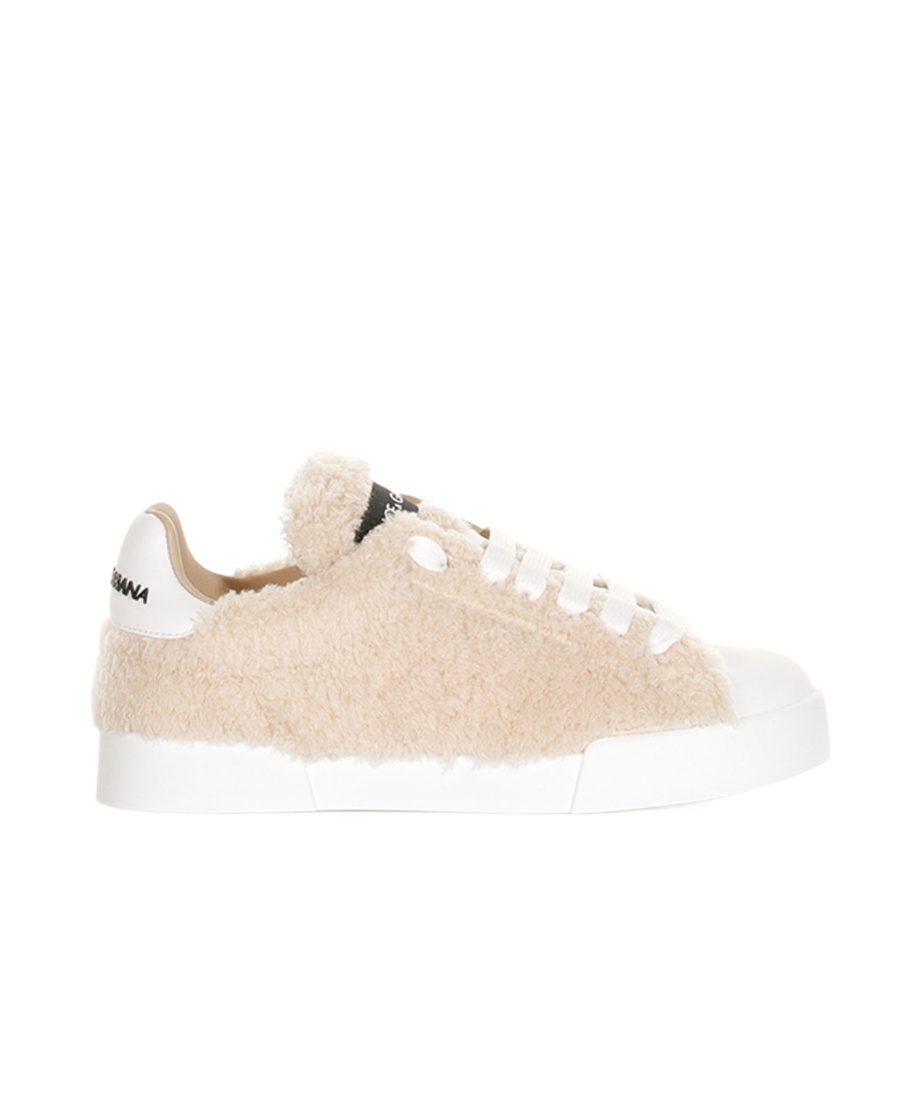 Dolce & Gabbana Leather Flatform Low-top Sneakers In Nude