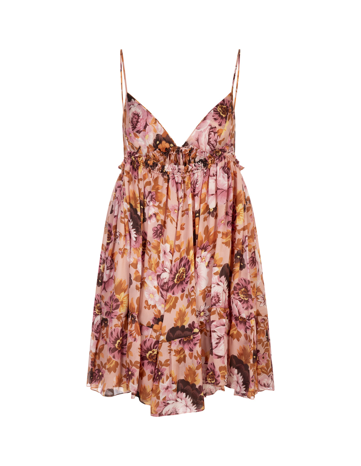 Chloé Floral Silk Minidress In Pink