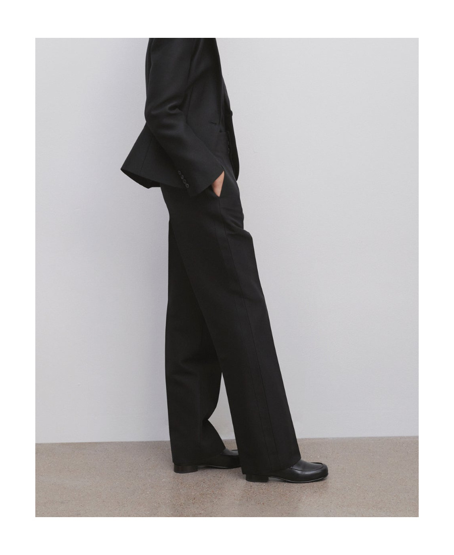 The Row Roger Wool-silk Twill Straight-leg Pants In Black