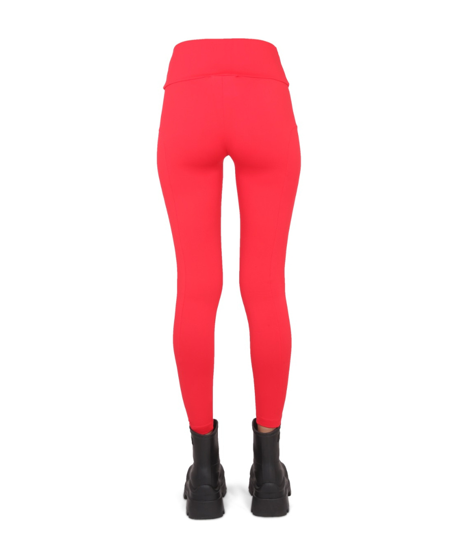 Msgm Logo Leggings With Elastic High Waistband In Pink