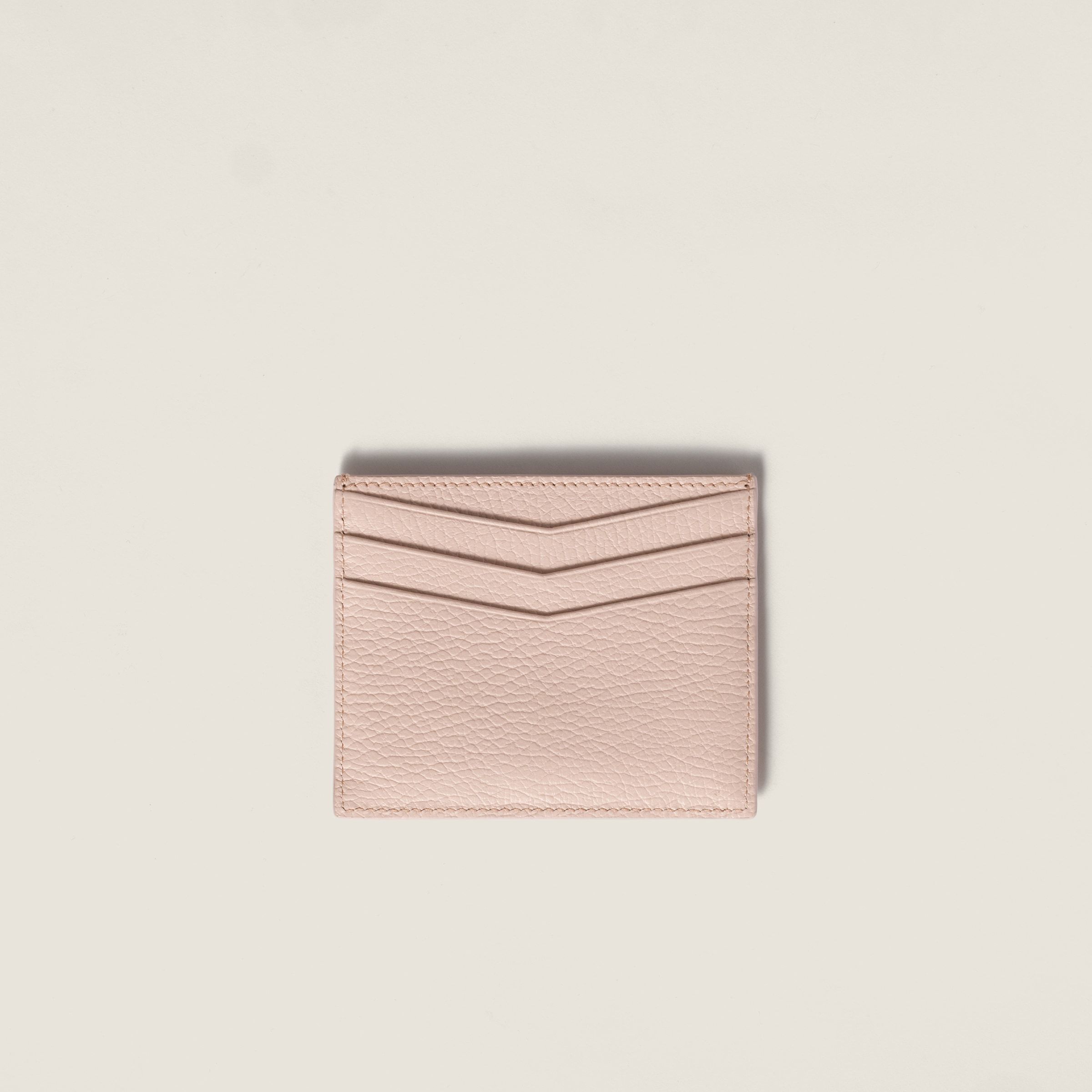 Miu Miu Leather Logo-plaque Card Holder In Neutral