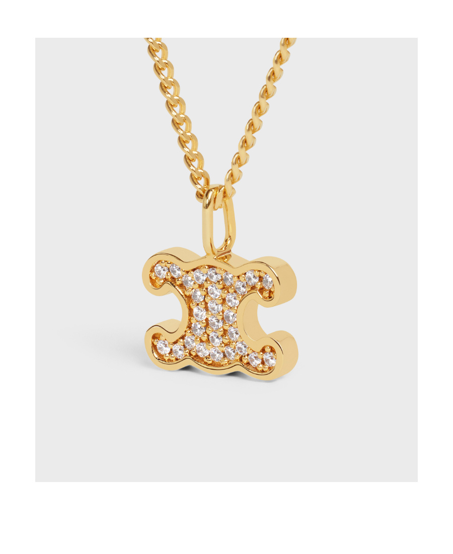 Celine Logo Necklace In Yellow