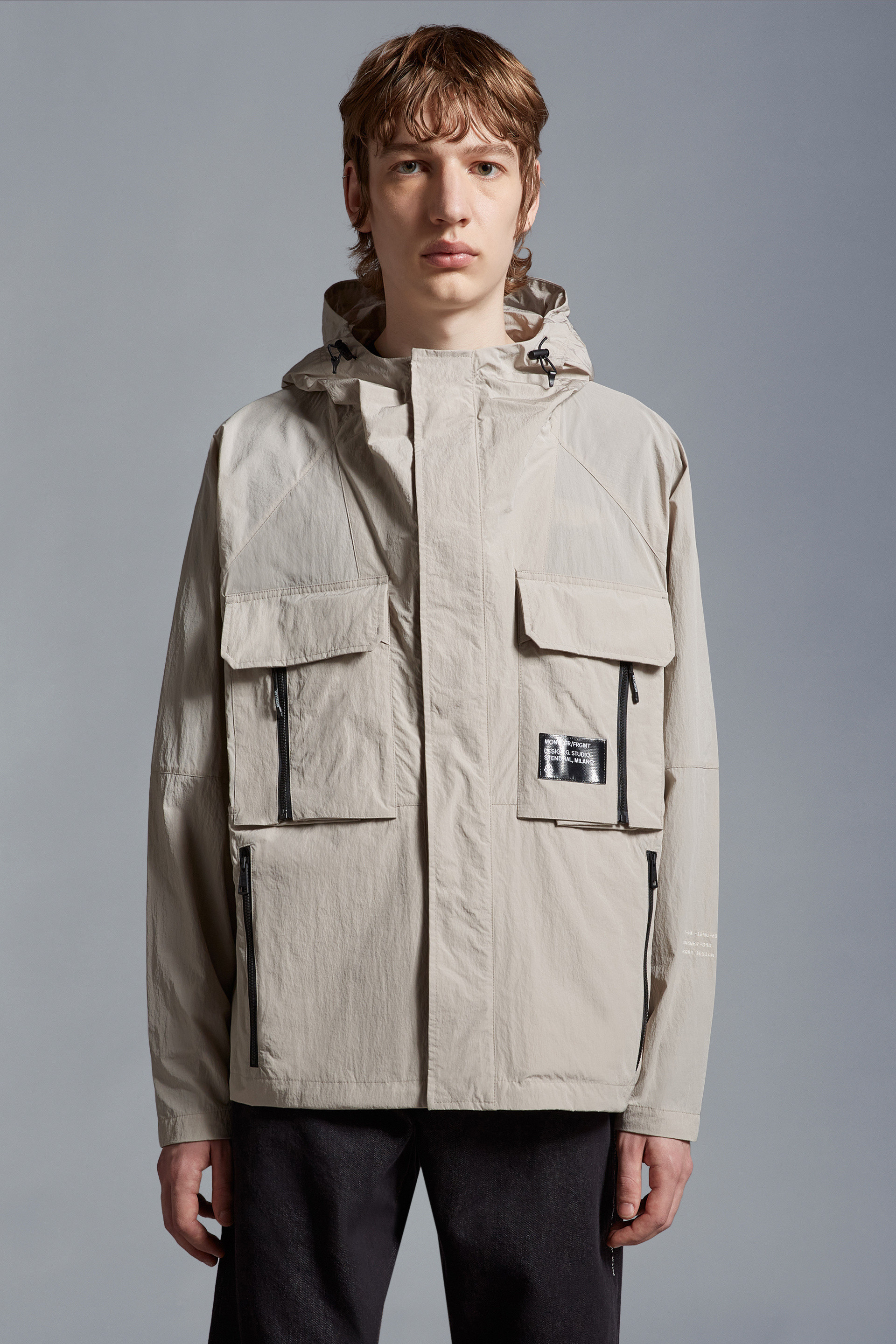 Moncler X Frgmt Dotter Short Trench Coat In Gray