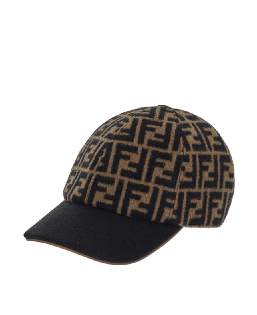 Fendi Ff-pattern Jacquard Wool Cap In Black