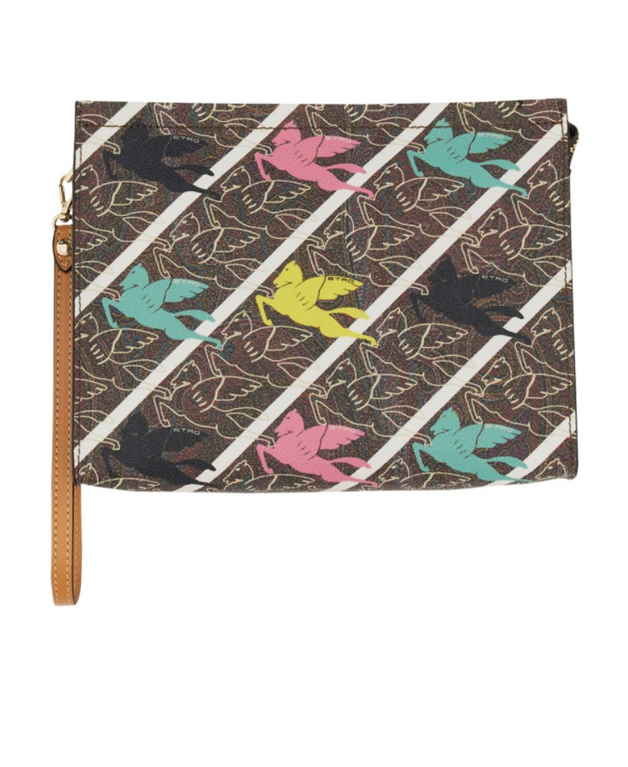 Etro Pegasus-print Clutch Bag In Multicolor