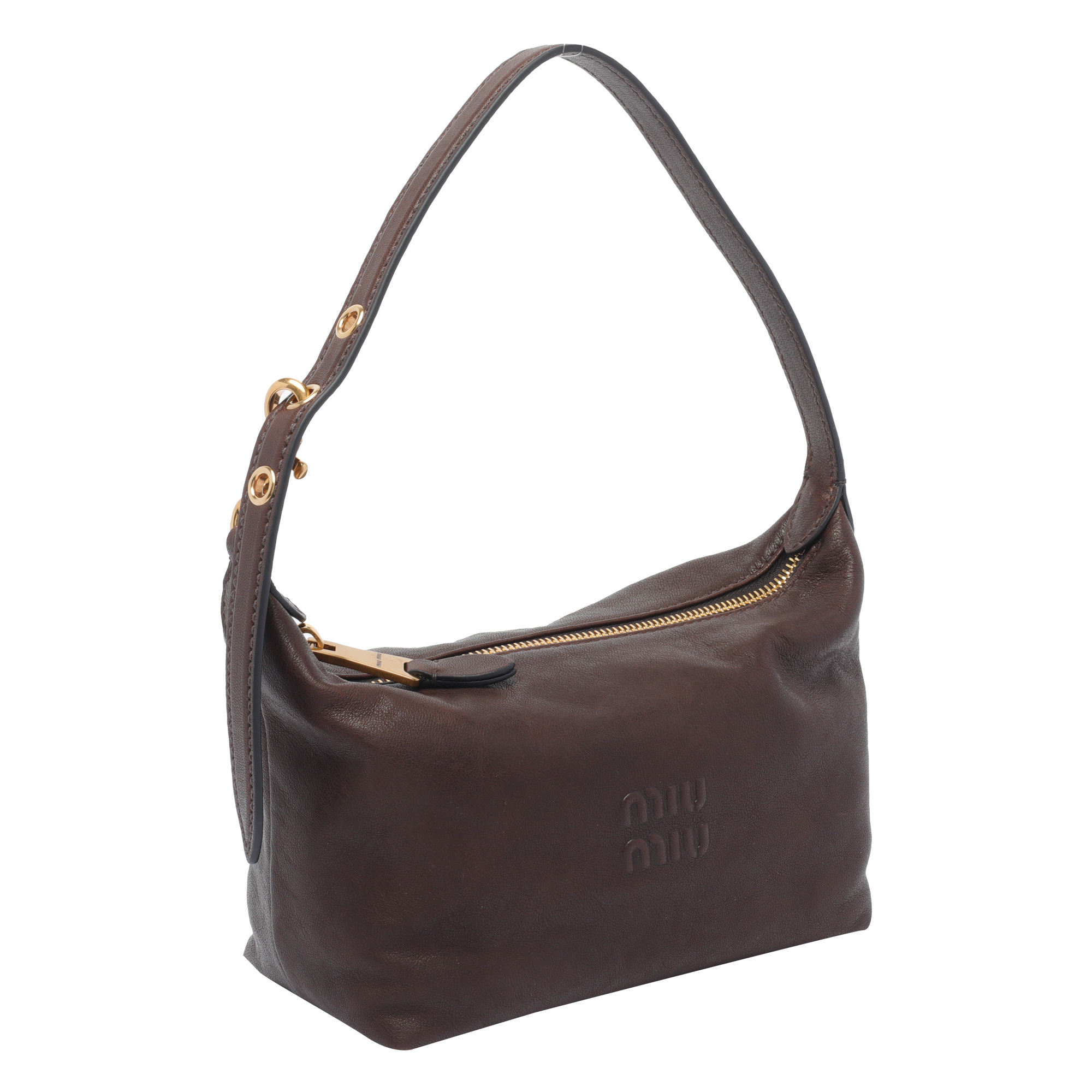 Miu Miu Zipper Shoulder Bag In Brown