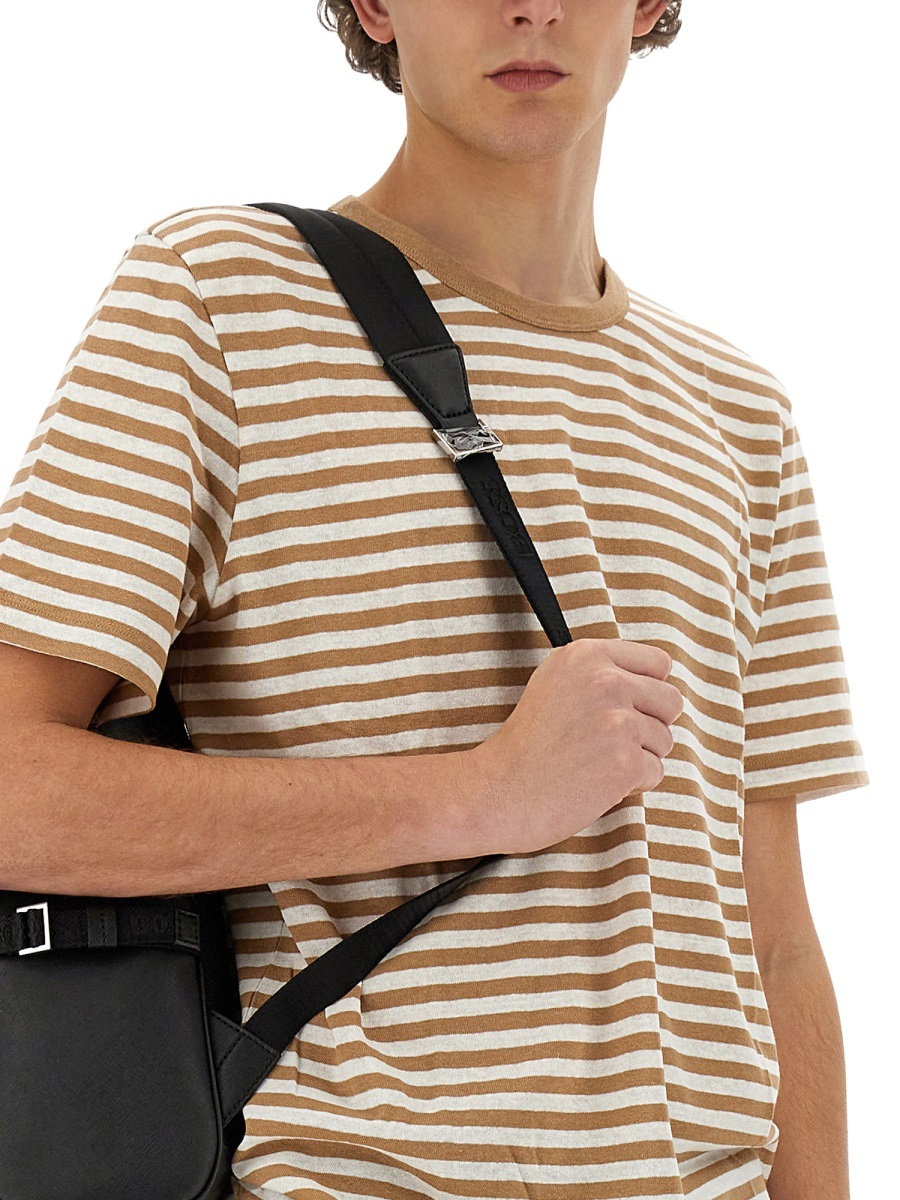 Hugo Boss Striped Crew Neck T-shirt In Multicolor