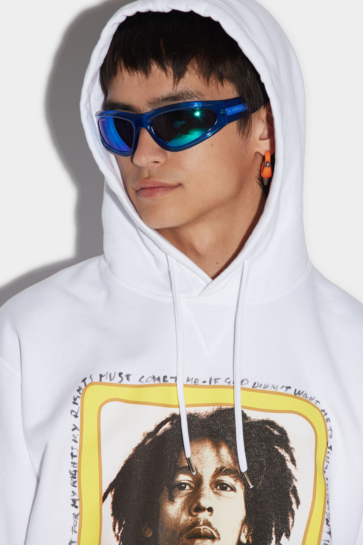 Dsquared2 Slogan-print Cotton Hoodie In White