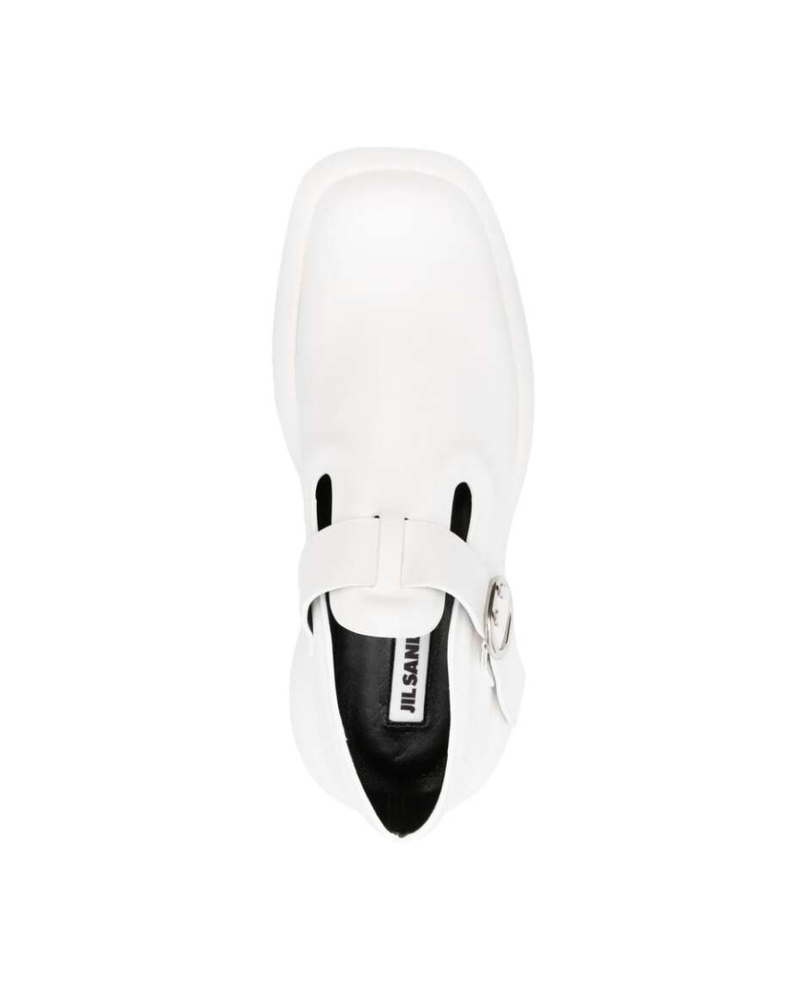 Shop Jil Sander Scarpe Leather Loafers In White