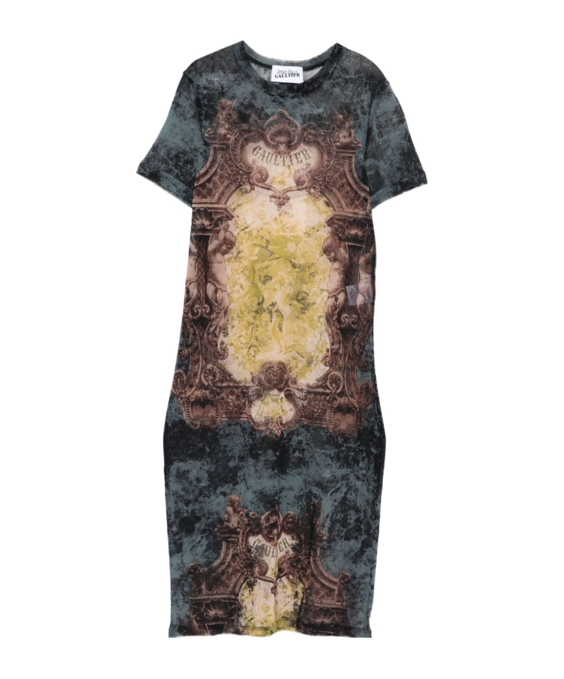 Jean Paul Gaultier Graphic Print Fitted Dress With Short Sleeves In Multi