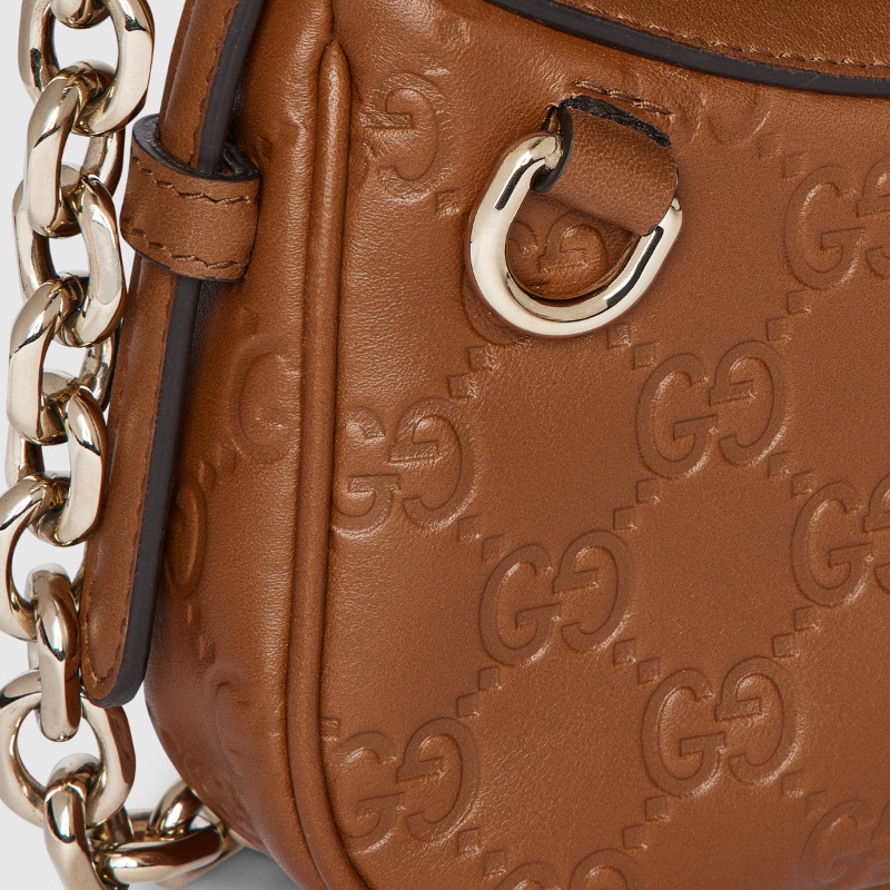 Gucci Gg Emblem Mini Shoulder Bag In Brown