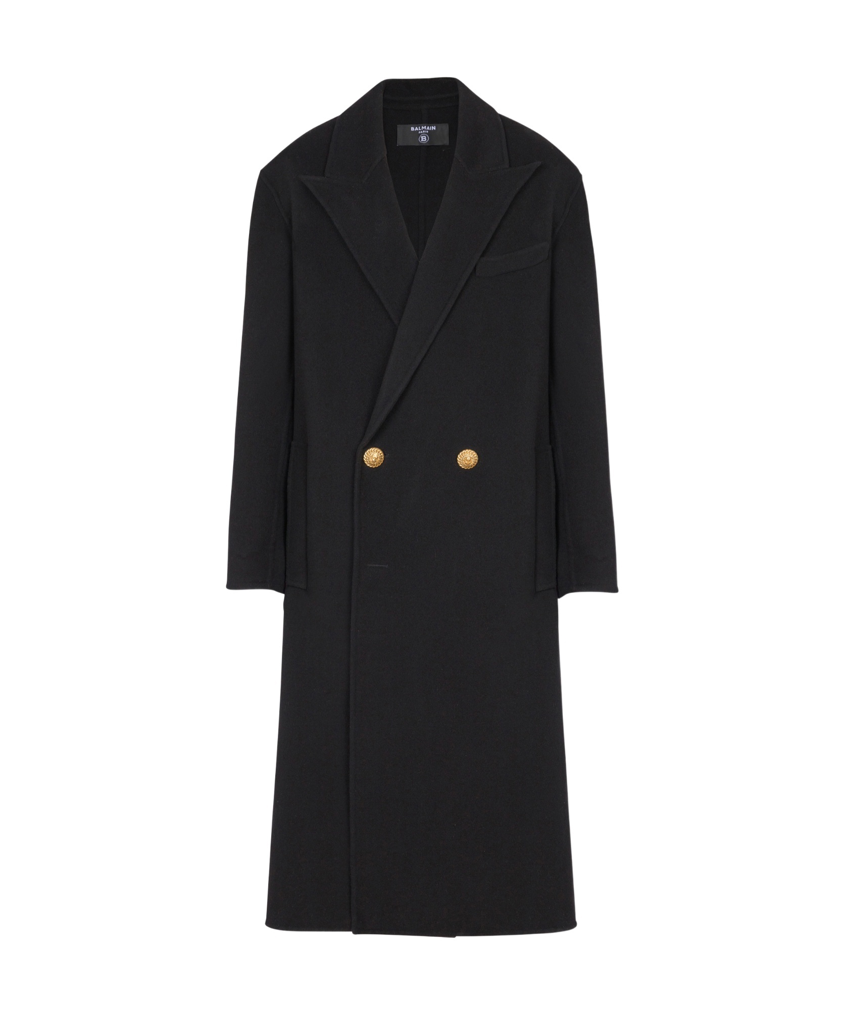 BALMAIN LONG COAT IN DOUBLE-FACED WOOL