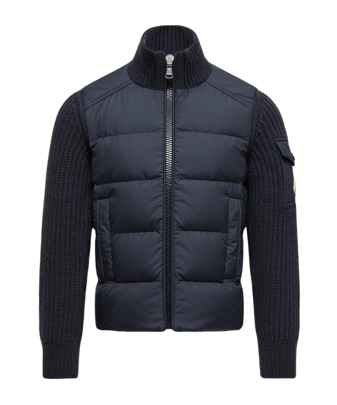 Moncler Padded Wool Zip-up Cardigan In Blue