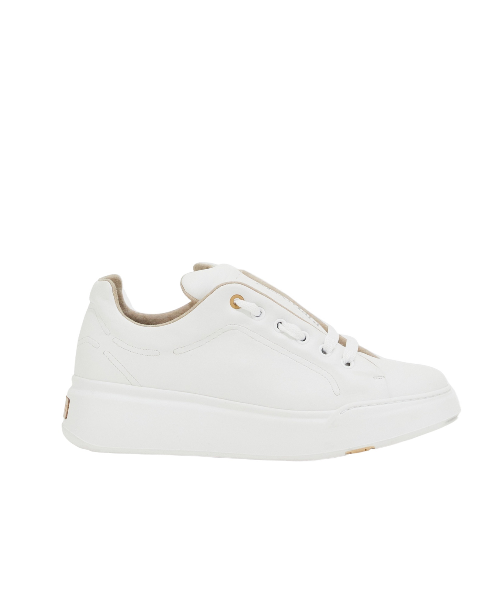 Max Mara Round Head Leather Sneakers In White