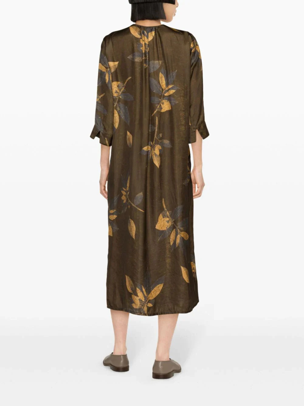 Uma Wang Agina Printed Dress In Brown