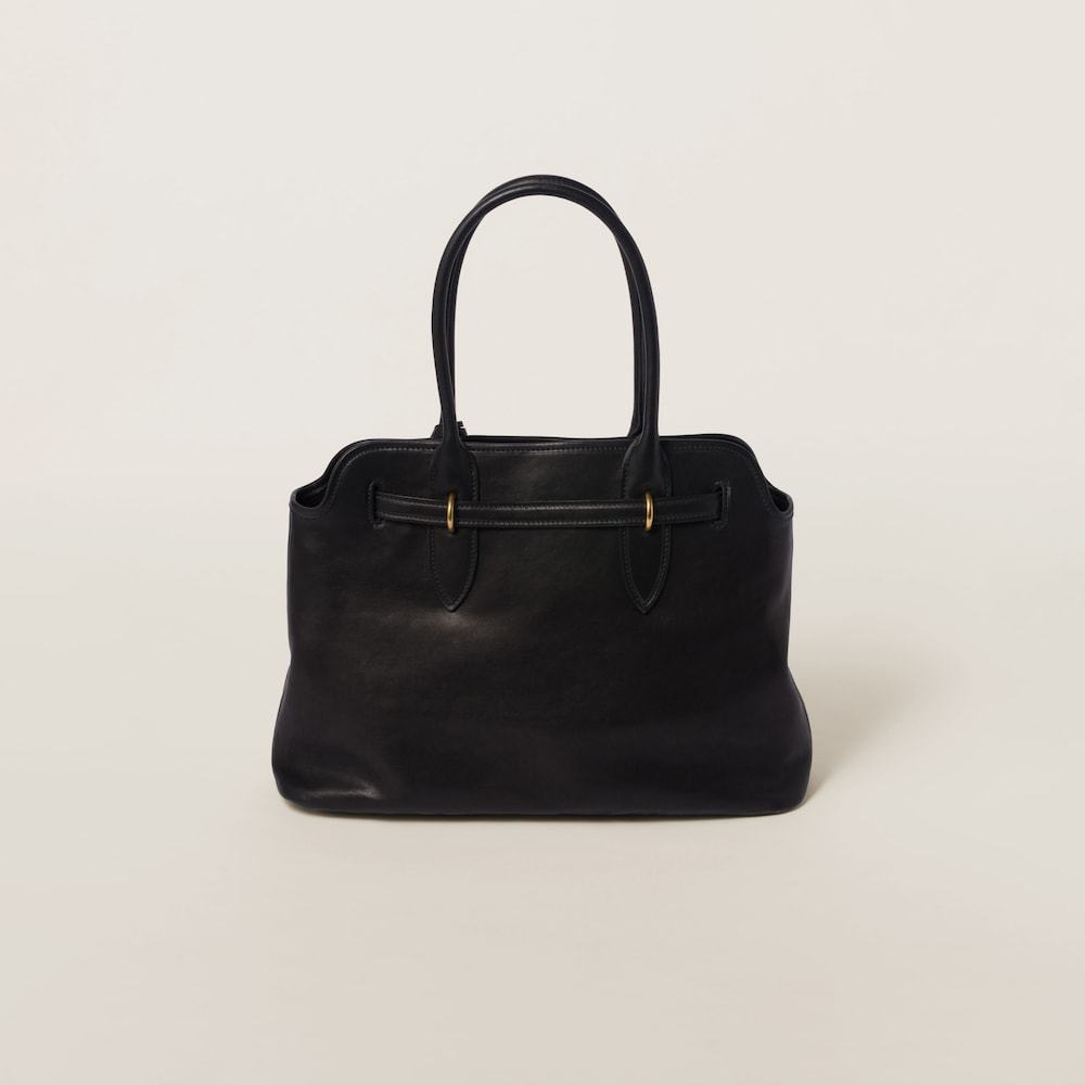 Miu Miu Women Aventure Medium Leather Handbag In Black