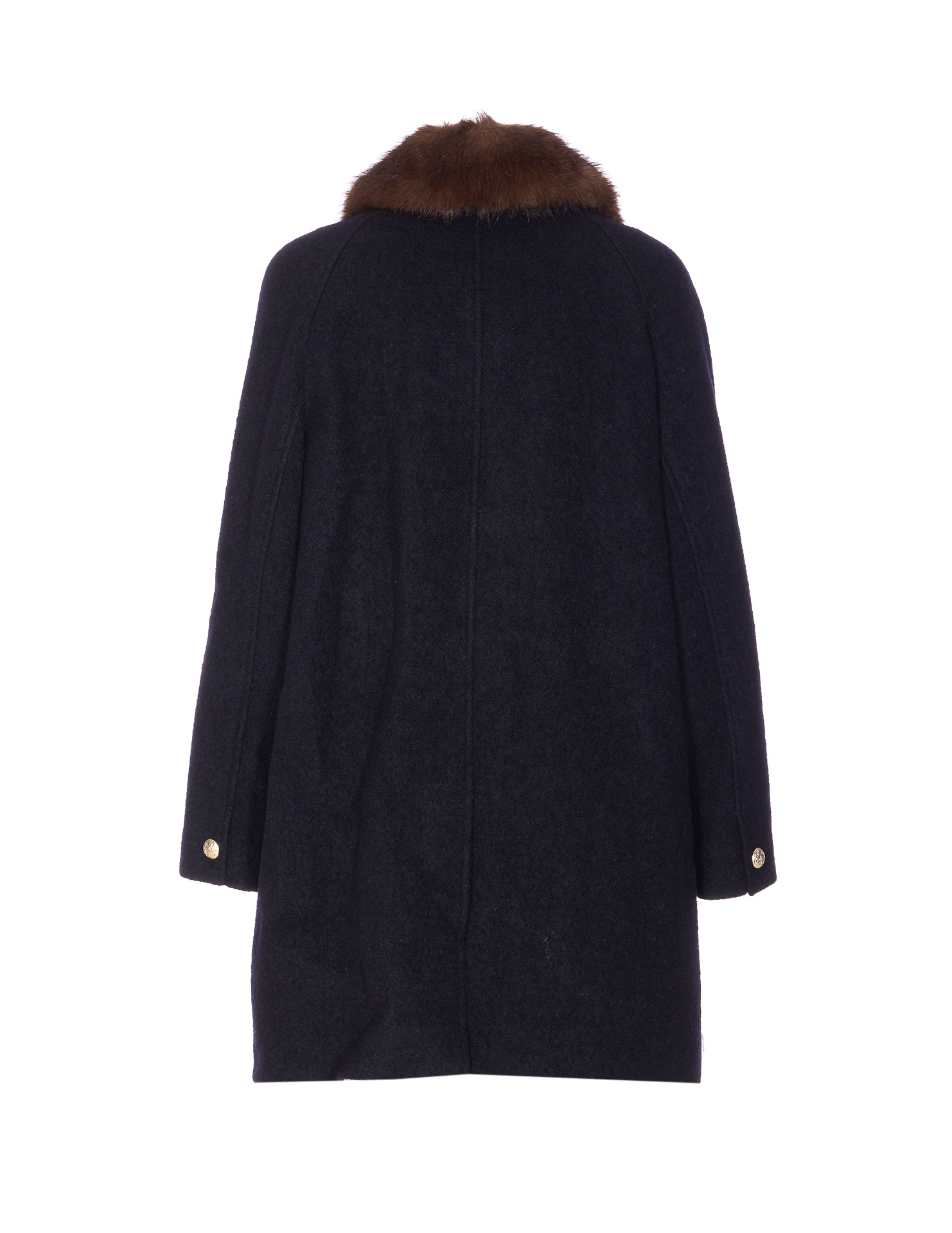 Dunst Boucle Wool Half Coat Dark Navy In Black