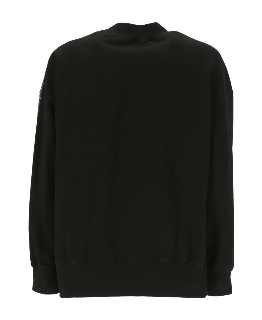 Palm Angels Glitter Logo Detail Crew-neck Sweatshirt In Black