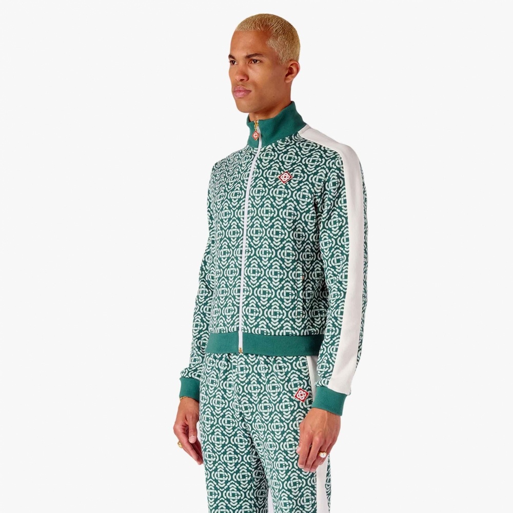 Casablanca Monogram-jacquard Zip-up Jacket In Green | ModeSens