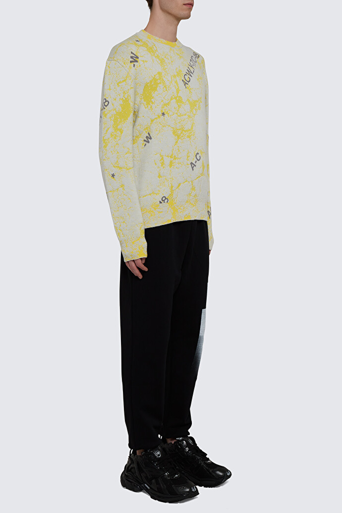 A-cold-wall* Logo-intarsia Marbled Jumper In Gray